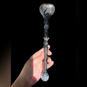 Mystical Black and Brown Wand with Crystal Accents